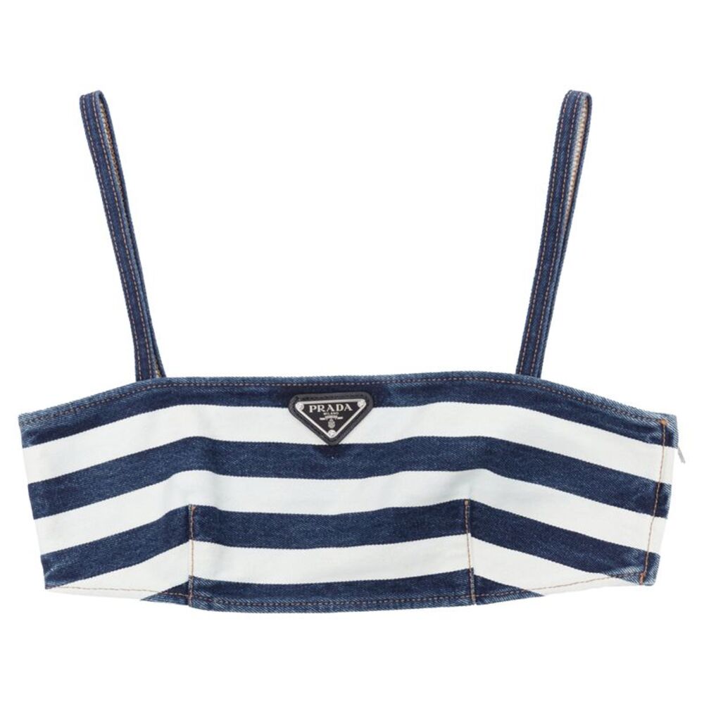 Prada Stripe Denim Bustier Bra